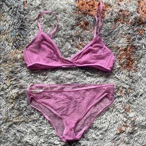 🦄 3/$15 SALE! Polka Dot Pink Mesh Lingerie Set